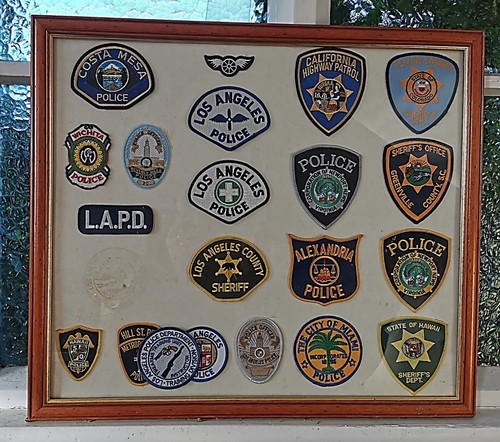 Framed american police patches - framed,