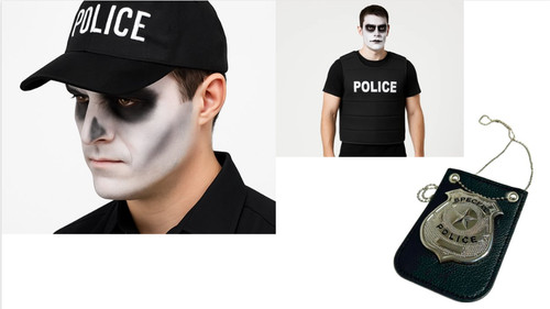 Police hat vest badge - hat, set